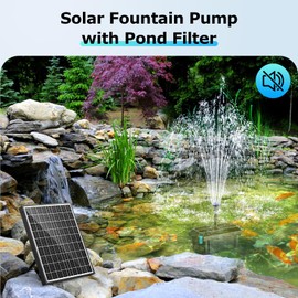 POPOSOAP Solar Fountain Pump 12W, Solar Water Fountain Pump with 160GPH Submersible Pump Adjustable Flow for Outdoor Fountain, Pond, Fish Tank, Garden, Pool, Water Features