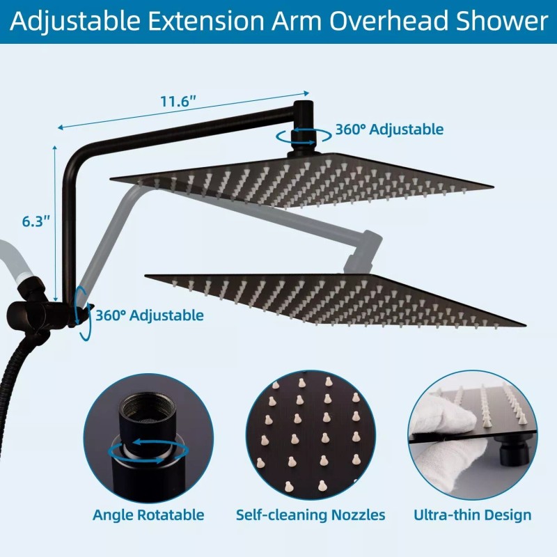 Hibbent All Metal 10'' Rain Shower Head with Handheld Spray
