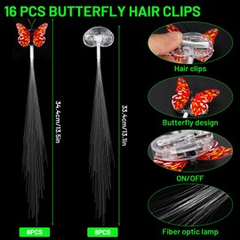 KOHRIUK LED Haarschmuck Kinder 16 Stück– Blinkende Schmetterling Haarclips Leuchtend, Leuchtende Haaraccessoires Mädche für Kindergeburtstag,Karneval, Halloween,Gastgeschenke,Party Accessoires