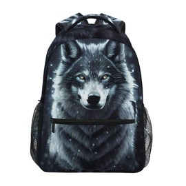 JIPONI Art Wolf Backpack For Girls Boys, Student School Bag Bookbag Travel Laptop Backpack Purse Daypack