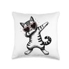 Cat Heart Shape Sunglasses Dabbing Dance Lover Throw Pillow
