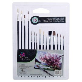 Time 4 Crafts 15-Piece Artist Paint Brushes, 8;5 x 11;5 inches, Black
