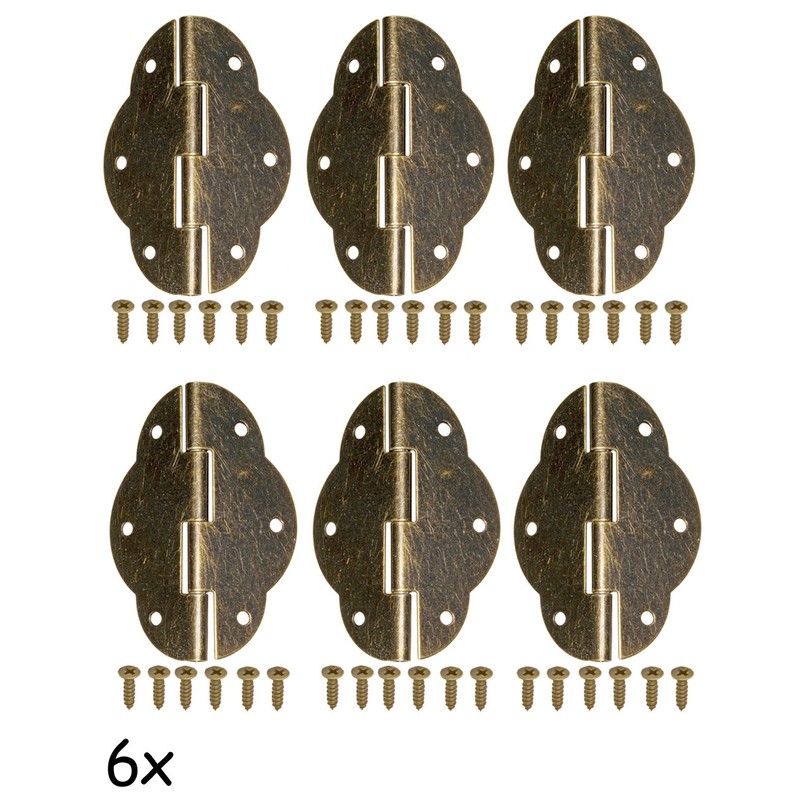FUXXER® 6x Classic Metal Hinges Antique Iron Design Furniture 56x42mm