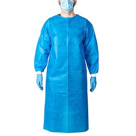 Ever Ready - Bata de aislamiento desechable de primeros auxilios, nivel 2 con puño, no quirúrgico, azul, 10 unidades, Indiv, envuelto