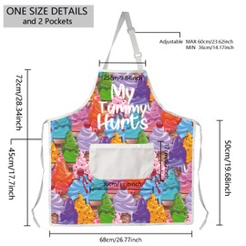 MBMSO Baking Apron Funny Ice Cream Cone Apron with Pockets Ice Cream Makers Gifts My Tummy Hurts Apron for Ice Cream Lover (My Tummy Hurts Apron)