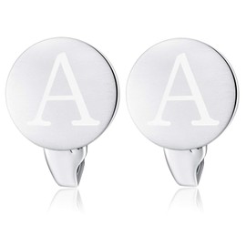 HONEY BEAR Letters Initials Letter Cufflinks Men's Wedding Cufflinks Brushed Silver, Copper, No Gemstone