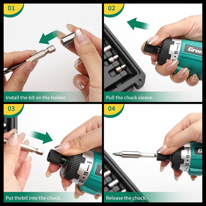 GRENPRO Electric Screwdriver Set Rechargeable, 3.6V Cordless Screwdriver Kit with