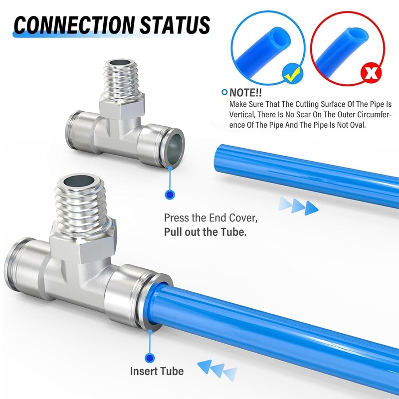 TAILONZ PNEUMATIC 304 Stainless Steel T-Piece 6 mm Pipe OD