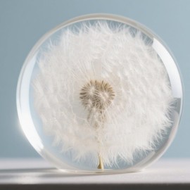 YouerCrystal Real Dandelion Decor, Dandelion Resin Crystal Ball Paperweight, 2.56in Home Office Desktop Decor Decoration, Birthday, Wedding Gift and Valentine's Day Gifts