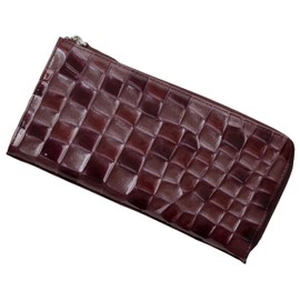 Legare Stained Glass Long Wallet, Men's, Women's, Card Case, L-Shaped Zipper, Simple Wallet, Genuine Leather, red (bordeaux)