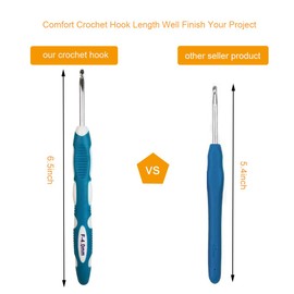 Latest Set of 27 PCS Ergonomic Crochet Hooks Set with Case Extra Long Soft Grip Handles Crochet Hook Needles for Arthritic Hands,Standard US Size B(2MM)-J(6MM)