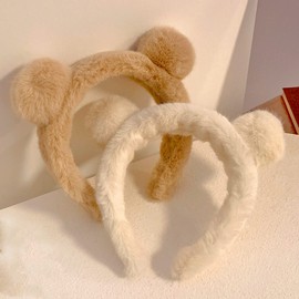 2 Pcs Bear Ears Headband,Fluffy Cute Animal Ears Headband,Winter Wide Headbands for Women Girls