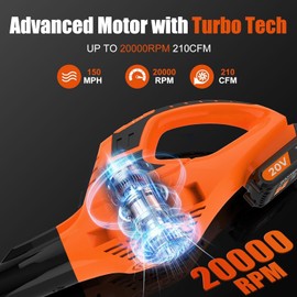 Leisch Life 21V Leaf Blower Cordless | Handheld Electric Lightweight Blower with 4.0Ah Rechargeable Battery & Fast Charger | Adjustable Speeds, Portable Design for Lawn, Patio, Yard, Sidewalk Cleaning