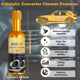 3 Pcs Catalytic Converter Cleaner with 2 Car Cleaning Towels, Boost Up Catalytic Convertor Cleaner, Auto Parts Engine, Exhaust System Pipe Carbon Removal Cleaning Media Treatment Additive Oil (120ml)