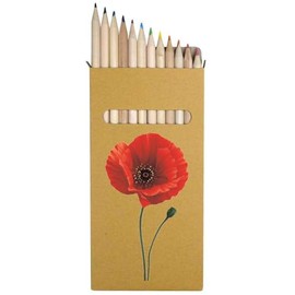 Azeeda 12 x 'Simple Poppy Flower' Long 178mm Coloured Pencils/Pencil Set (PE00081489)