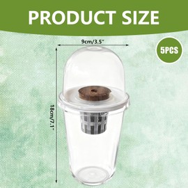 Kit de Sistema de Cultivo hidropónico, Juego 5 Vasos hidropónicos plástico Transparente, Kit germinación Plantas Antideslizante
