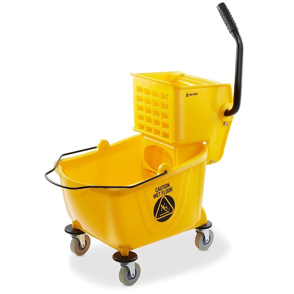 Dryser Commercial Mop Bucket with Side Press Wringer, 26 Quart, Yellow