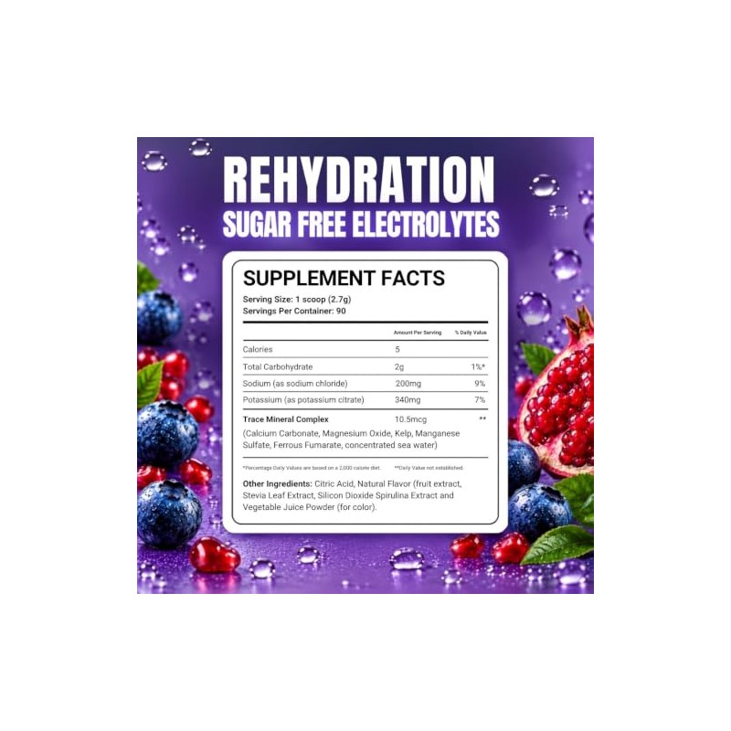 Electrolyte Mix Supplement Powder, 90 Servings, 72 Trace Minerals, Potassium,