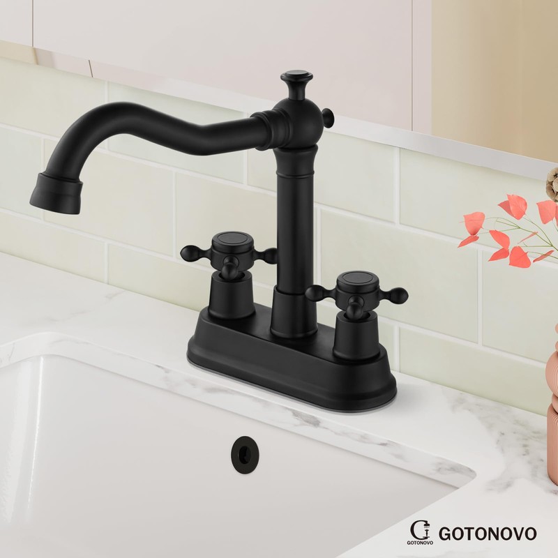 gotonovo 4 Inch Centerset Bathroom Faucet 2 Cross Handles Deck