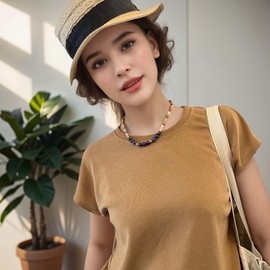 BACUNER Women's Natural Gemstone Beaded Necklaces,Boho Multicolor Choker Necklace,Assorted Stone Jewelry Square Tube Jade and Round Lapis Lazuli,Aventurine,jasper Beads