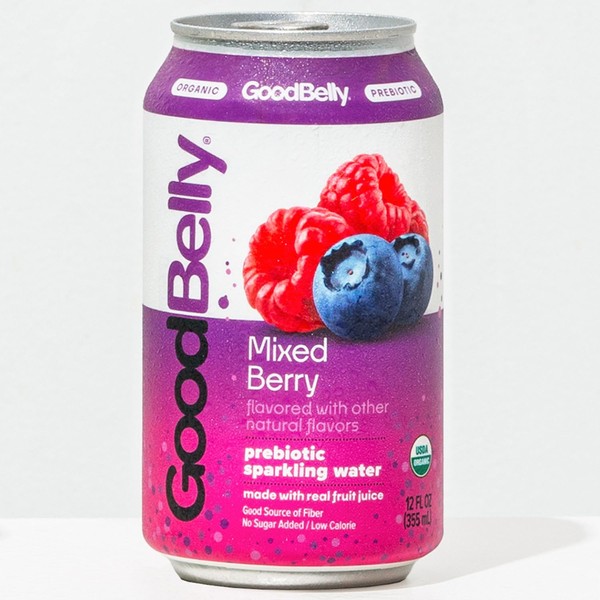 GoodBelly Organic Mixed Berry Prebiotic Flavored Sparkling Water| Refreshing Sparkling