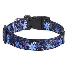 Mihqy Dog Collar for Small Dogs, Cute Small Medium Large Dog Pet Collar, with Floral Patterns, Soft Adjustable for Boy Girl Female Male Puppy Dog Collar(Floral Blue,S)