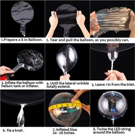 3 Pieces LED Balloons, Transparent Party Balloons, Unique Decorations Perfect For Parties, Festivals, Wedding, Aniversary