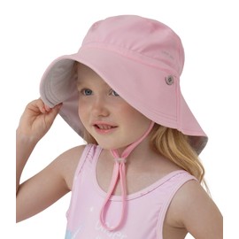 Creekstone Toddler Kids Sun Hat UPF 50+ UV Protection, Summer Beach Hat with Neck Flap Wide Brim Swim Hat for Girls Boys (CA/US, Age, 3 Years, 5 Years, Pink)