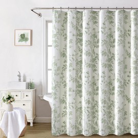 Awellife Sage Green Shower Curtain,Cotton Floral Cottagecore Shower Curtain for Bathroom 60" W x 72" L