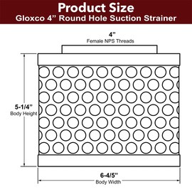 Gloxco 4" Suction Strainer, Round Hole, Zinc Plated Steel (STR-RH400)