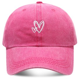 MAZELIKEHOOD Baseball Cap Adjustable Cotton Breathable Sport Casual Unisex Heart Sun Hat for Women Men Rose red