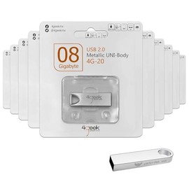 PSA COMPUTO Y PAPELERIA Kit de 10 Piezas de Memorias 8GB 4GEEK USB 2.0 Color: Plata Ideal para Transferencia de Fotos, música y Documentos (con Blister) + Memoria USB Lucky Owl Metalica 2.0.