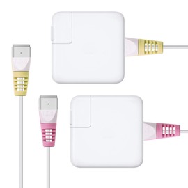TUDIA [Klip - Protector de cable de carga a presión, 4 unidades, compatible con adaptador de corriente MacBook Magsafe 2, rosa y amarillo