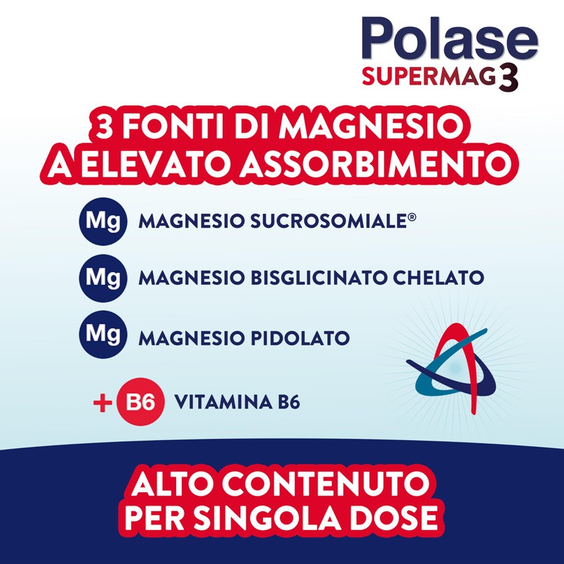 Polase SuperMag3, Integratore a 3 Fonti di Magnesio ad Elevato