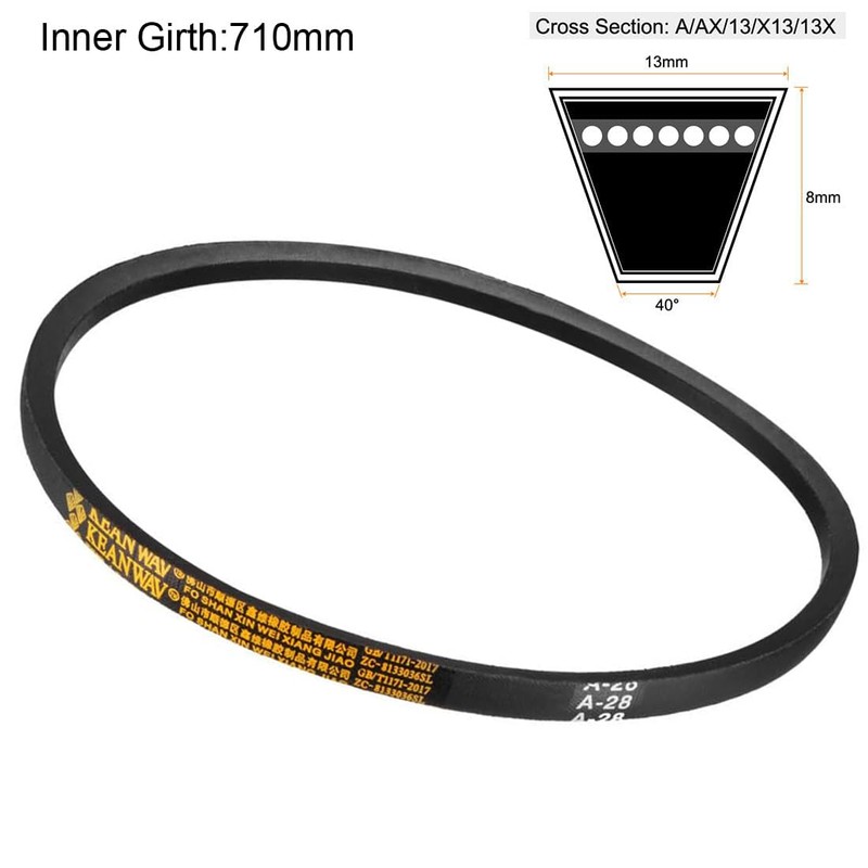 TA-VIGOR A-28 Drive V-Belts 28" Inner Circumference 13mm/ 1/2" Width,