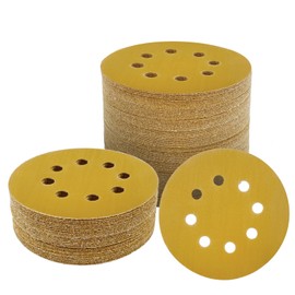 QYQRQF 100pcs 5 Inch Sanding Discs Hook and Loop, 320 Grit 8 Holes Sandpaper Round Orbital Sander Paper for Woodworking Car Boat Metal Polishing