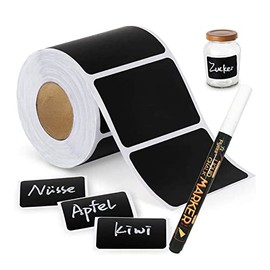 180 Pcs Chalkboard Labels, Reusable Waterproof Blackboard Stickers with 1 Durable Erasable Chalk Pen for Mason Jars, Parties Decoration, Craft Rooms, Weddings, Storage, Organize Your Home & Kitchen