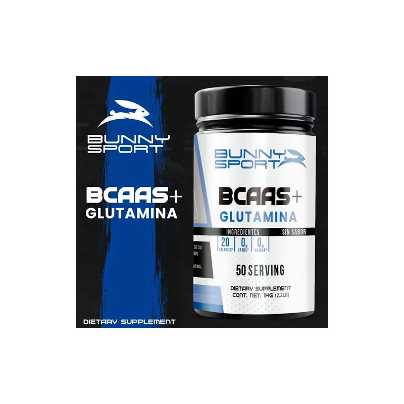 Aminoácidos Bcaas + Glutamina Bunny 50 Servicios 1kg