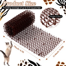 Zopeal 6.5ft Cat Repellent Mat with 8 Ground Stakes 8 Zip Ties, Spikes Deterrent Mat Keep Dog Off Couch for Indoor Outdoor Keep Pet Off Yard Garden, 79 x 12 Inch/1 Roll