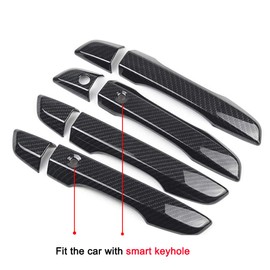 AOKIO Exterior Door Handle Cover Trim for Honda Civic 10th Gen Accessories 2016 2017 2018 2019 2020 2021 with Smart Keyhole (Carbon Fiber Style)