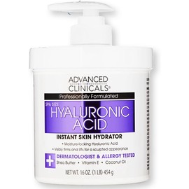 Advanced Clinicals Hyaluronic Acid Cream Body Cream, Advanced Clinicals, Large Capacity, Moisturizing, 16.9 oz (454 g)