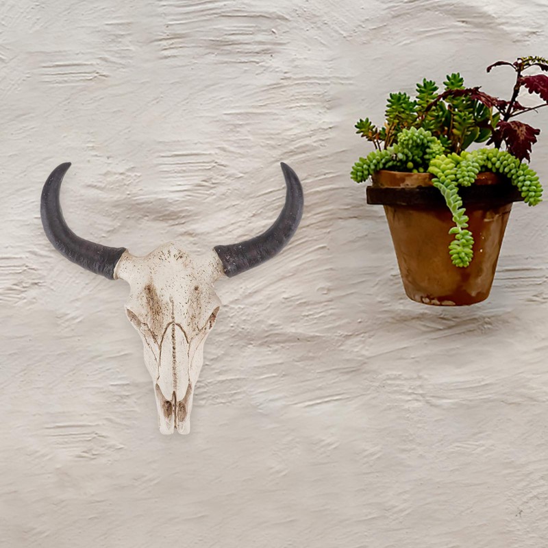 Wakauto 1PCS Skull Wall Hanging Long Horn Cow Skull Creative