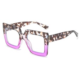 CHAUOO Oversized Glasses for Women - Fashion Oversized Blue Light Blocking Glasses, Multi-color Thick Square Computer Eyewear (Floral)