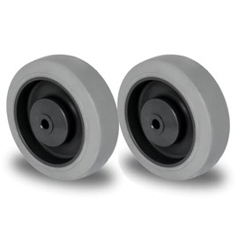 Abrollwerk Set of 2 Installation Wheel 100 mm Rubber Grey Traceless Roller Bearing with Axle Accessories M10 Ball Bearings