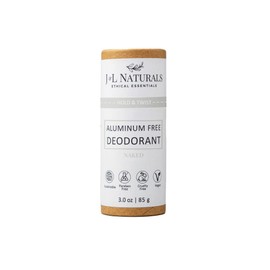 J&L Naturals Aluminum Free Deodorant for Men & Women | 100% Natural Ingredients With Coconut Oil, Shea Butter, & Essential Oils | Sustainable, Eco-Friendly (Naked (Unscented), 3.0 Oz (Single))