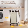 160L Laundry Basket with Wheels, 2-section Rolling Laundry Basket, Large