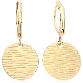 Disc Dangle Earrings for Women, Circle Disc Coin Geometric Flat Hammer Pattern Drop Earrings Round Coin Leverback Earring for Women Fashion Jewelry Gift(Gold)