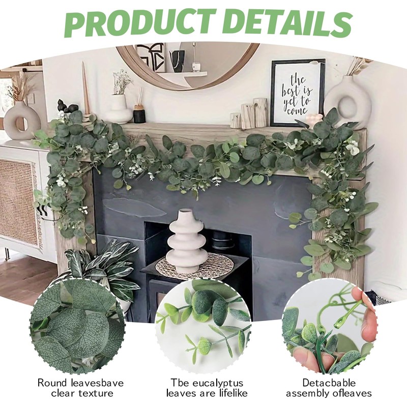 2 PCS Eucalyptus Garland, 5.9FT Greenery Garland Artificial Greenery Vines