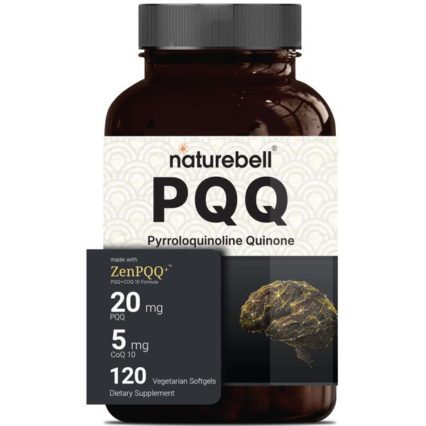 PQQ 20mg with Coq 10, 120 Veggie Caps, 4 Month Supply, Pyrroloquinoline Quinone | Highly Bioavailable | Promotes Heart & Brain Health and Mitochondrial Performance, ZenPQQ+