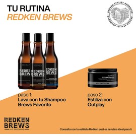 REDKEN BREWS - Pomada para peinar Outplay Pomada para el cabello para hombres Proporciona máxima fijación y texturiza el cabello de forma duradera Formulado con proteína de trigo 100ml